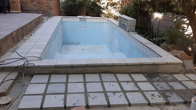 Mosaic waterline and re-laid paving